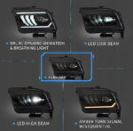 Ford Mustang 2005-2009 LED bi-xenon Headlights - Image 8